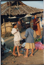 Girls at the market, Umphium refugee camp